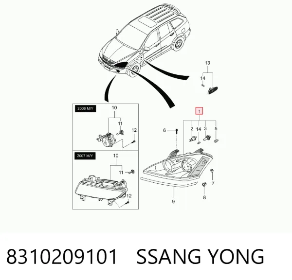 Luz direita 8310209101 Ssang Yong