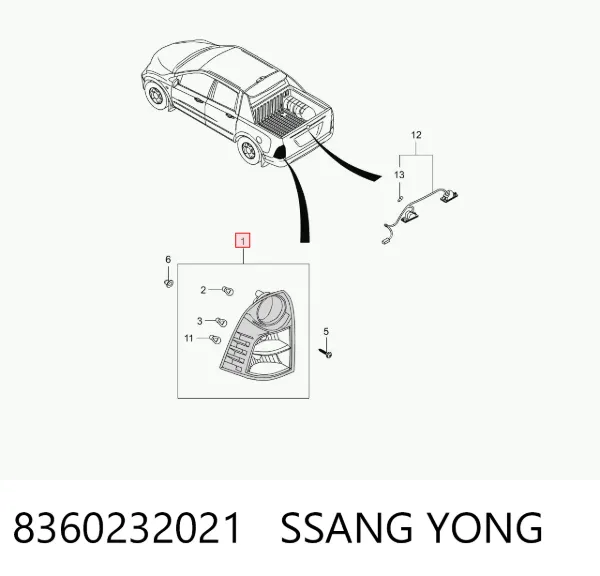 Lanterna traseira direita 8360232021 Ssang Yong