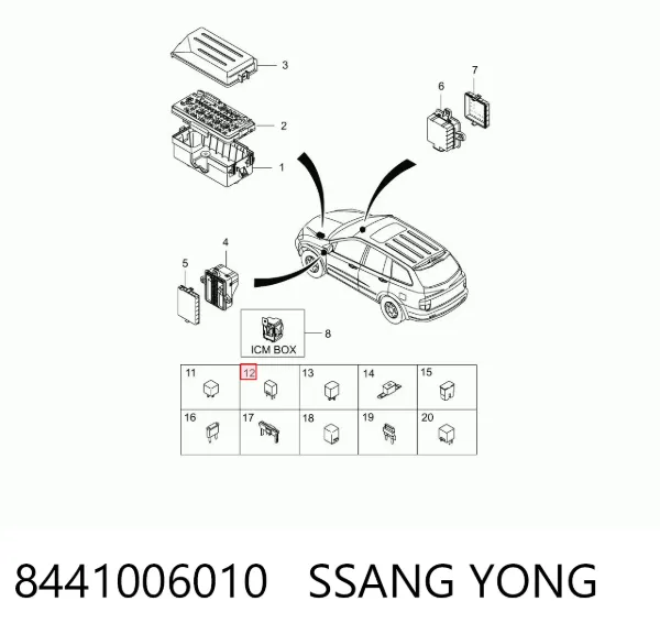Relê de controlo de limpador pára-brisas 8441006010 Ssang Yong