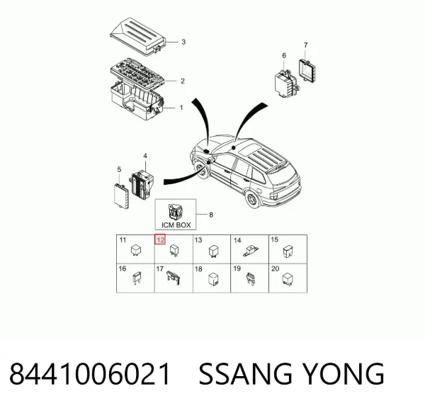 Relê das luzes de nevoeiro 8441006021 Ssang Yong