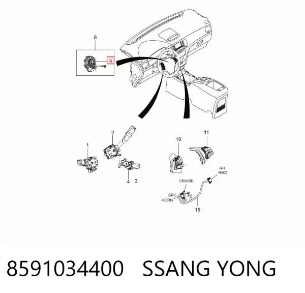 Sensor do ângulo de viragem do volante de direção SsangYong Actyon 