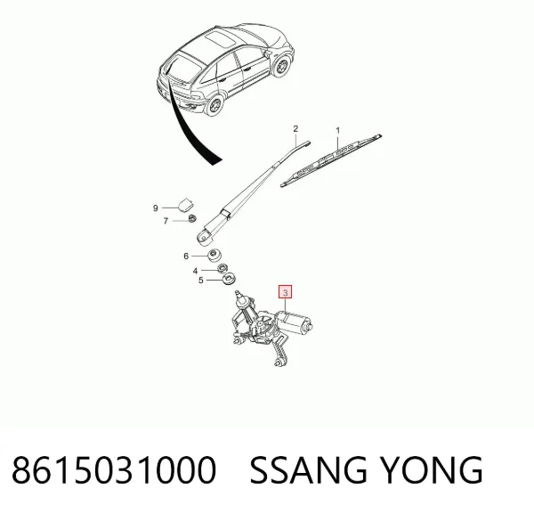 Motor de limpador pára-brisas de vidro traseiro 8615031000 Ssang Yong