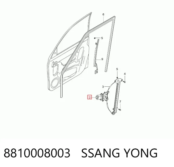 Motor de acionamento de vidro da porta dianteira esquerda 8810008003 Ssang Yong