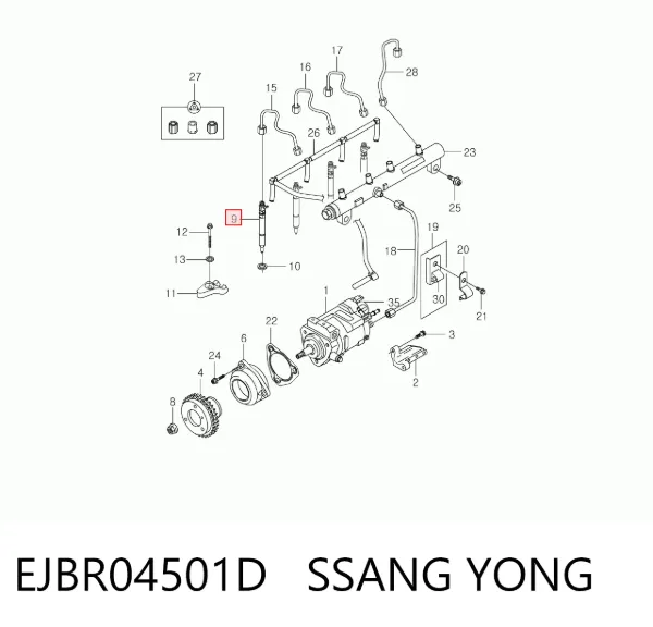 Injetor de injeção de combustível EJBR04501D Ssang Yong