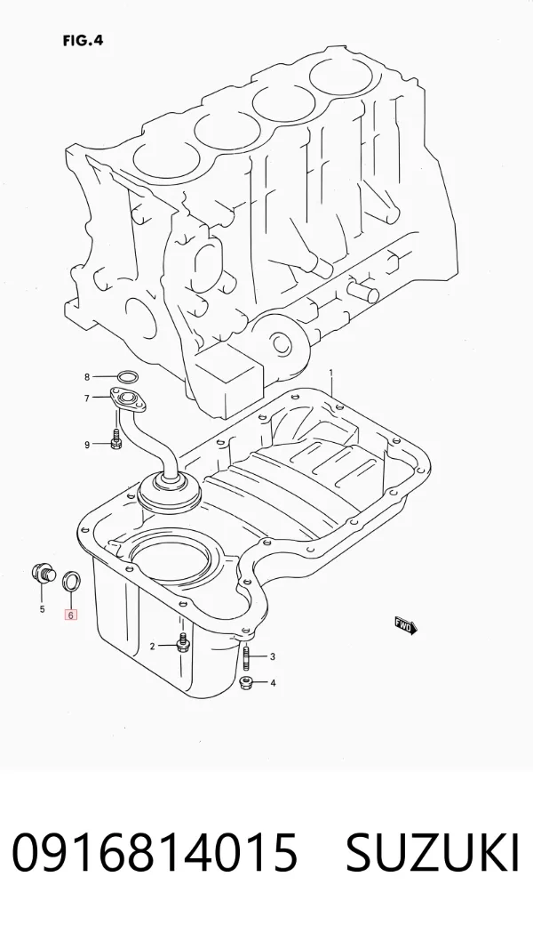 Vedante de rolha de panela de motor 0916814015 Suzuki