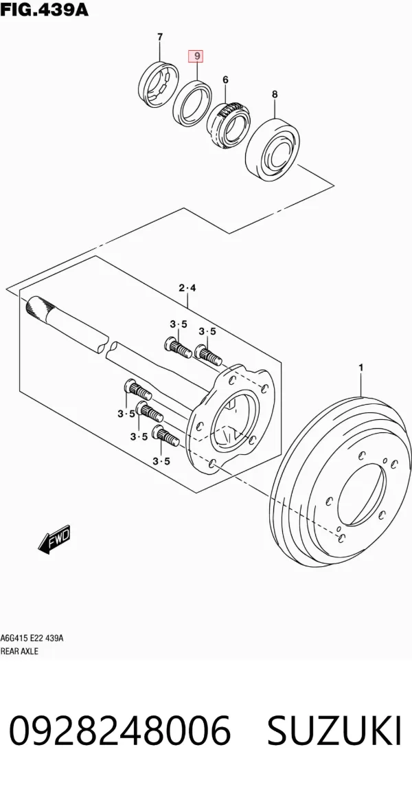 Vedação interna de cubo traseiro 0928248006 Suzuki