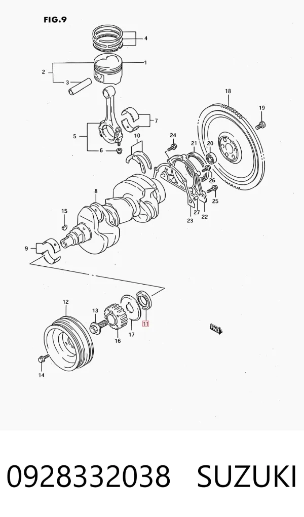 Vedação da árvore distribuidora de motor 0928332038 Suzuki