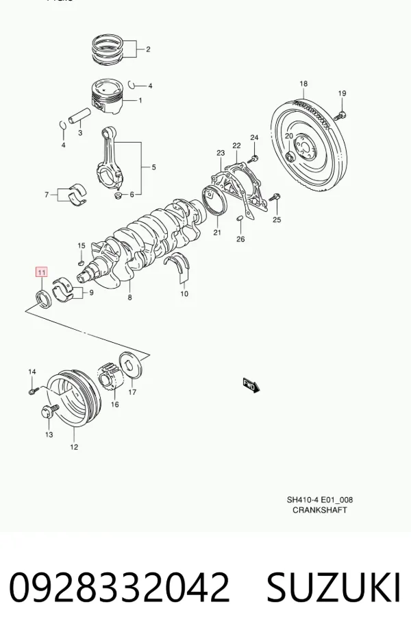 Vedação da árvore distribuidora de motor 0928332042 Suzuki