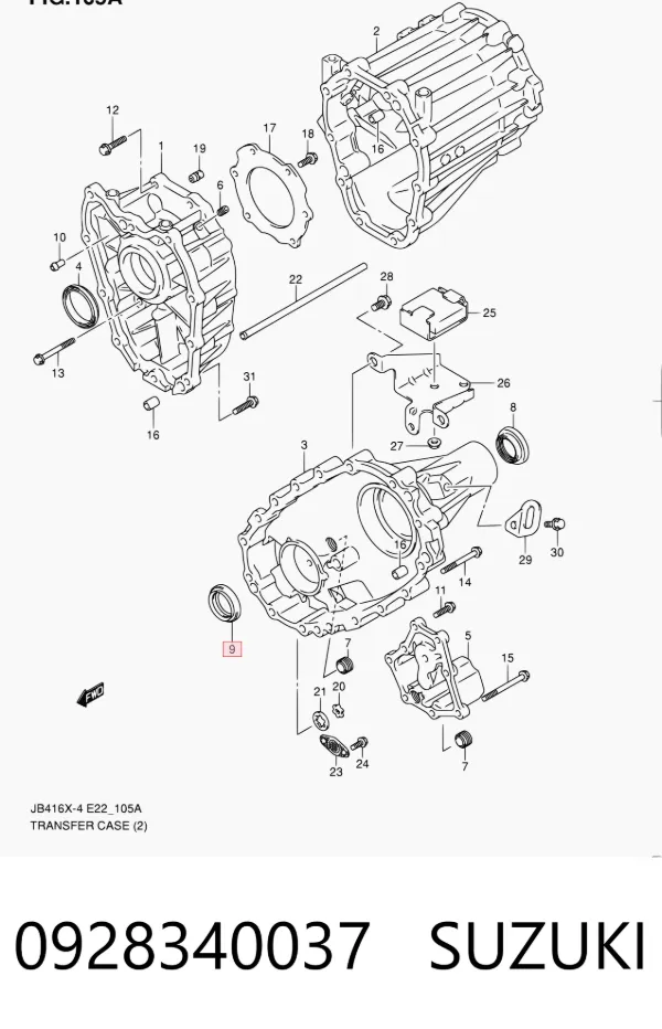 Bucim de saída dianteira da caixa de transferência 0928340037 Suzuki