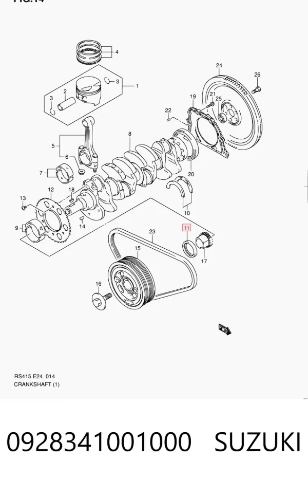 Vedação dianteira de cambota de motor 0928341001000 Suzuki