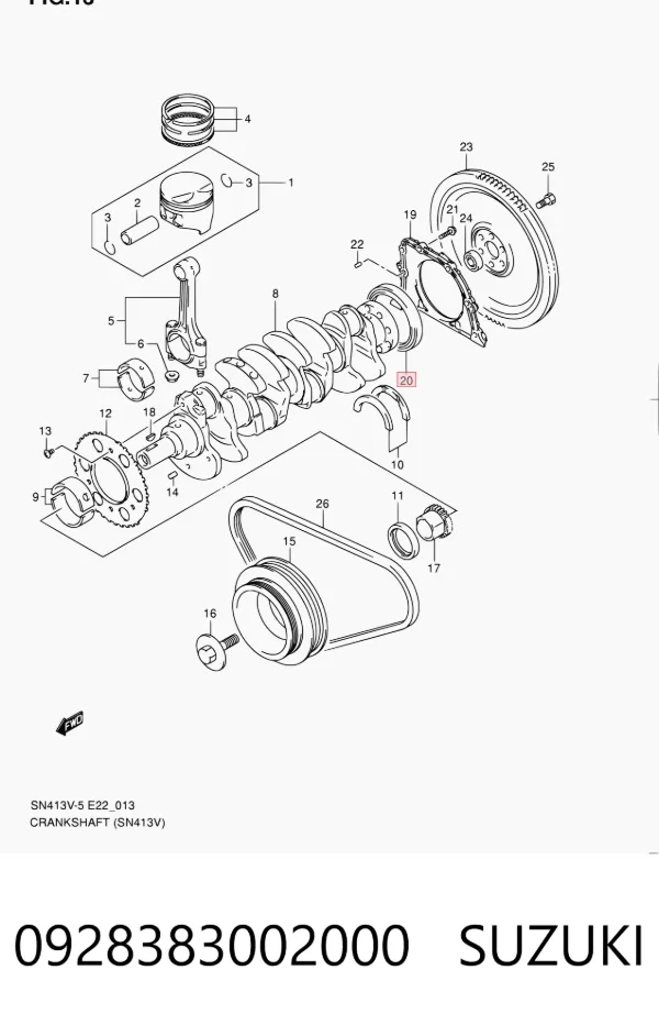 Vedação traseira de cambota de motor 0928383002000 Suzuki