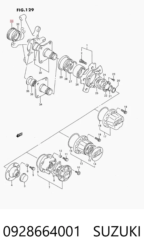 Bucim interno de cubo dianteiro 0928664001 Suzuki