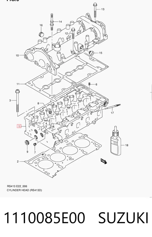 Cabeça de motor (CBC) 1110085E00 Suzuki