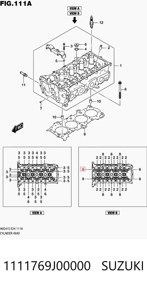 Parafuso de cabeça de motor (CBC) 1111769J00000 Suzuki