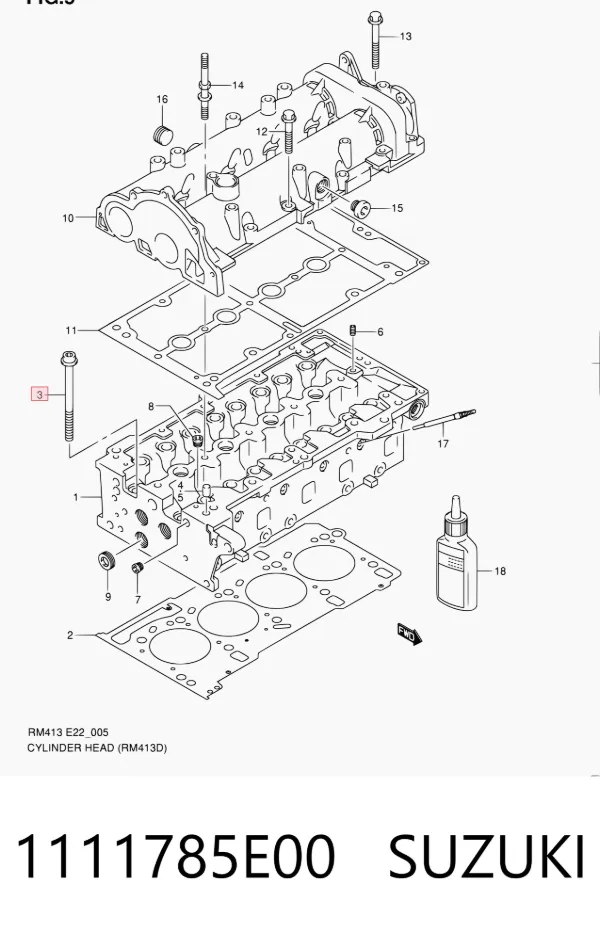 Parafuso de cabeça de motor (CBC) 1111785E00 Suzuki