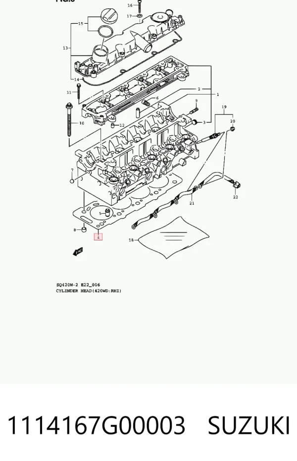Vedante de cabeça de motor (CBC) 1114167G00003 Suzuki