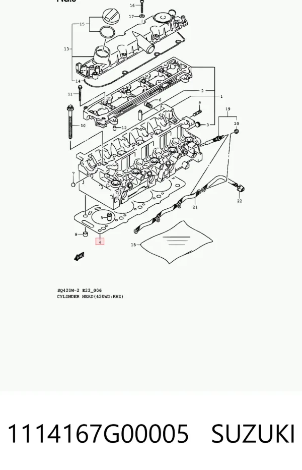 Vedante de cabeça de motor (CBC) 1114167G00005 Suzuki