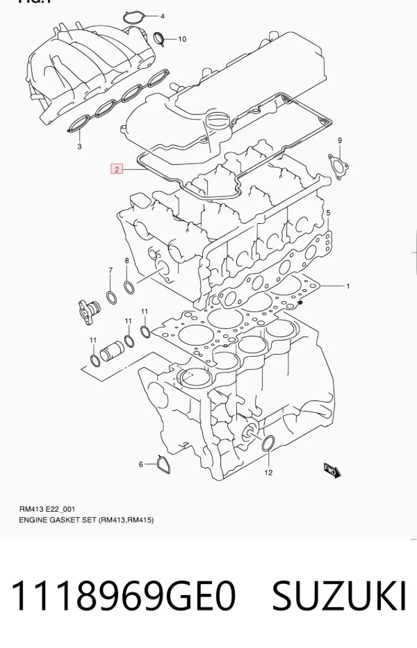 Vedante de tampa de válvulas de motor 1118969GE0 Suzuki