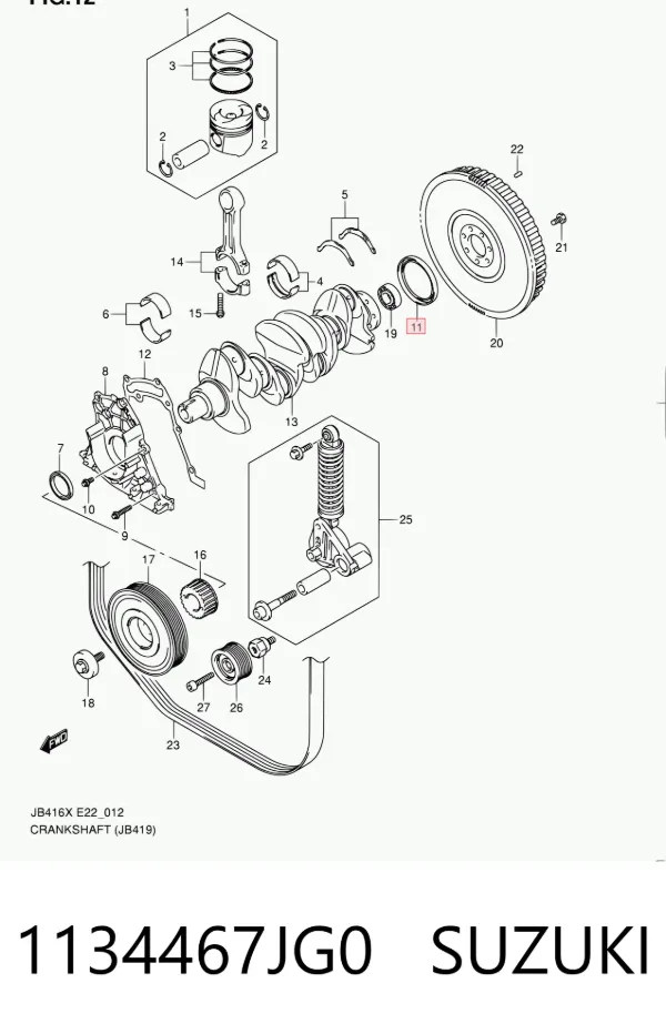 Vedação traseira de cambota de motor 1134467JG0 Suzuki