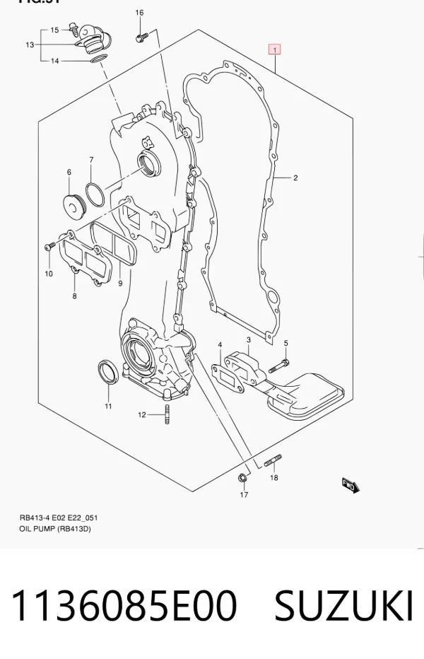 Bomba de óleo 1136085E00 Suzuki