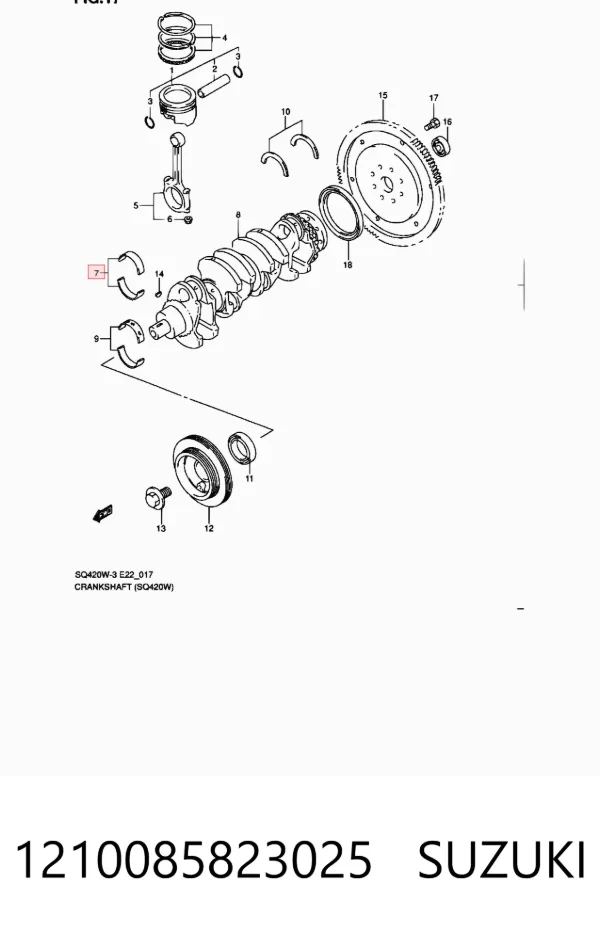 Folhas inseridas de cambota de biela, kit, padrão (STD) 1210085823025 Suzuki