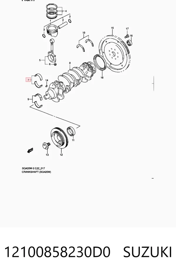 Folhas inseridas principais de cambota, kit, padrão (STD) 12100858230D0 Suzuki