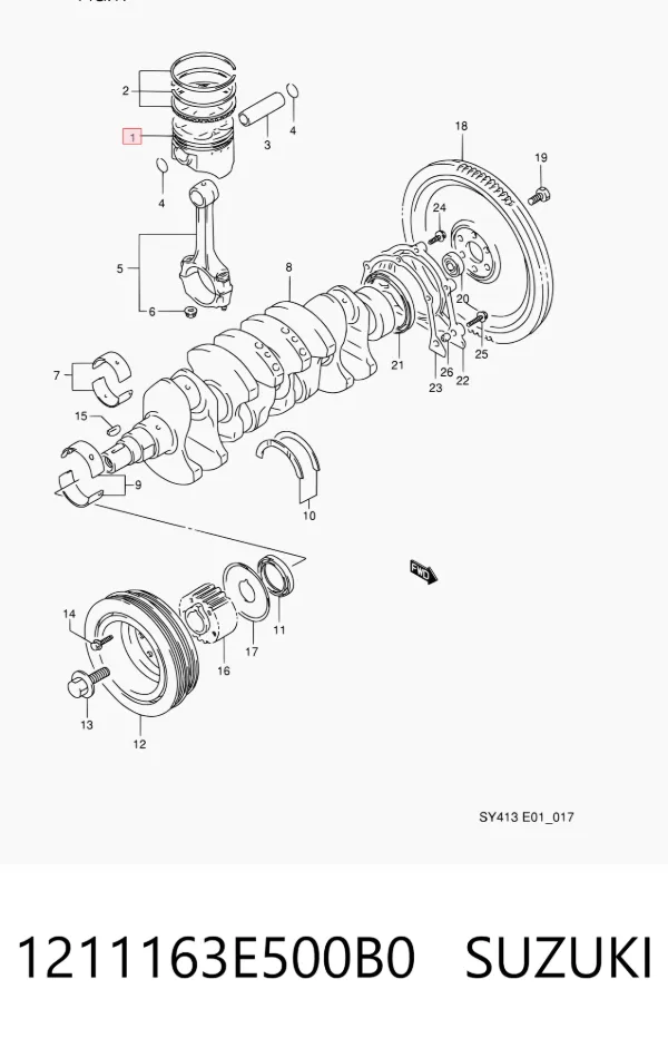 Anéis do pistão para 1 cilindro, STD. 1211163E500B0 Suzuki