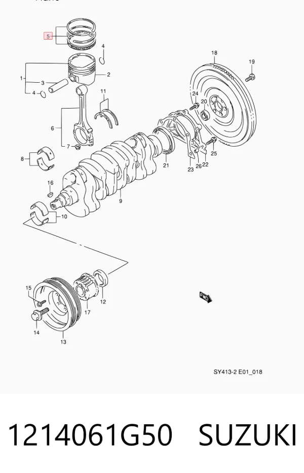 Kit de anéis de pistão de motor, STD. 1214061G50 Suzuki
