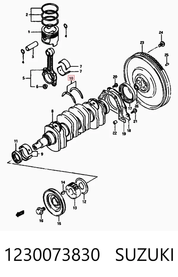 Semianel de suporte (de carreira) de cambota, STD, kit 1230073830 Suzuki
