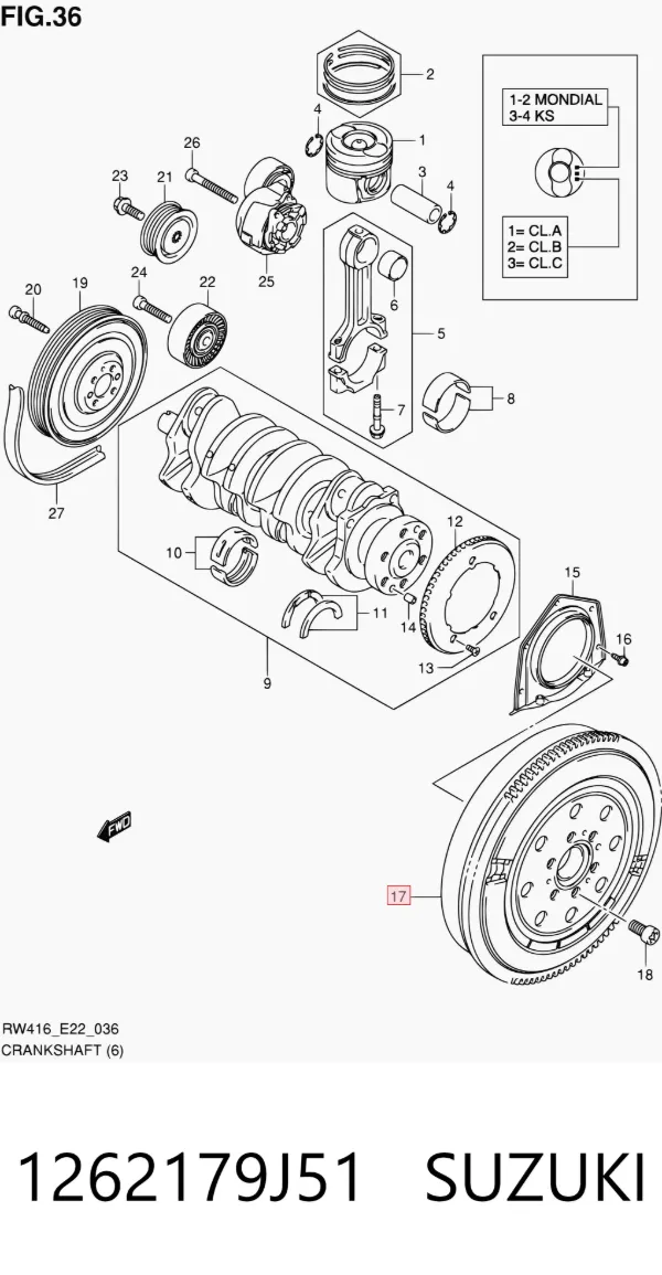 Volante de motor 1262179J51 Suzuki