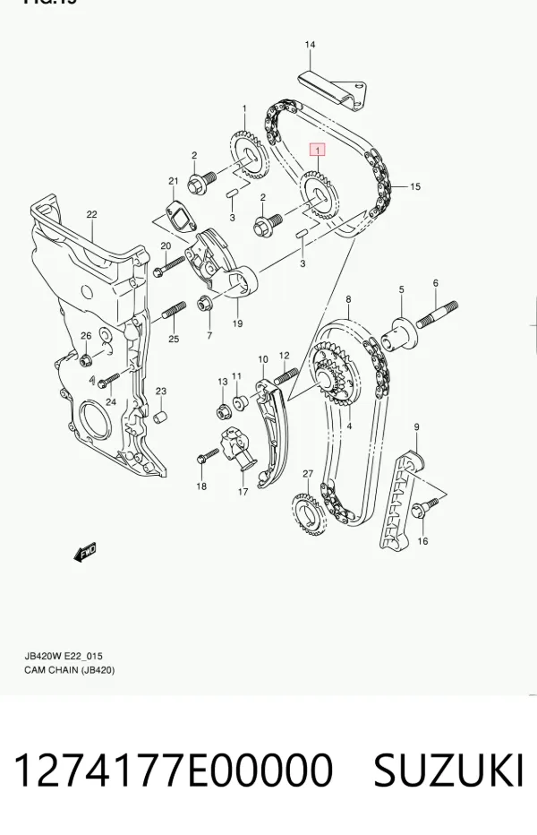 Engrenagem de cadeia da roda dentada da árvore distribuidora de motor 1274177E00000 Suzuki