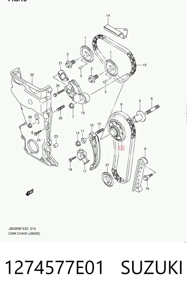 Roda dentada da árvore intermédia de motor 1274577E01 Suzuki