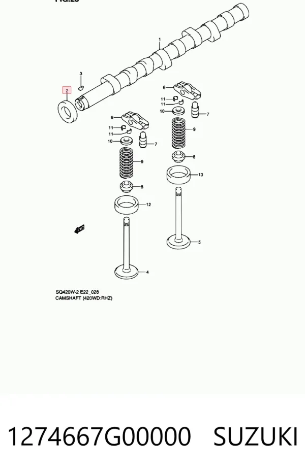 Vedação da árvore distribuidora de motor 1274667G00000 Suzuki