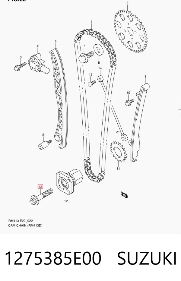 Parafuso de fixação de volante 1275385E00 Suzuki