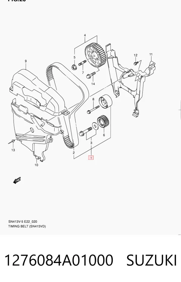 Correia do mecanismo de distribuição de gás, kit 1276084A01000 Suzuki