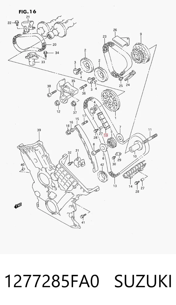 Amortecedor de cadeia do mecanismo de distribuição de gás, interno Suzuki Grand Vitara FT, HT