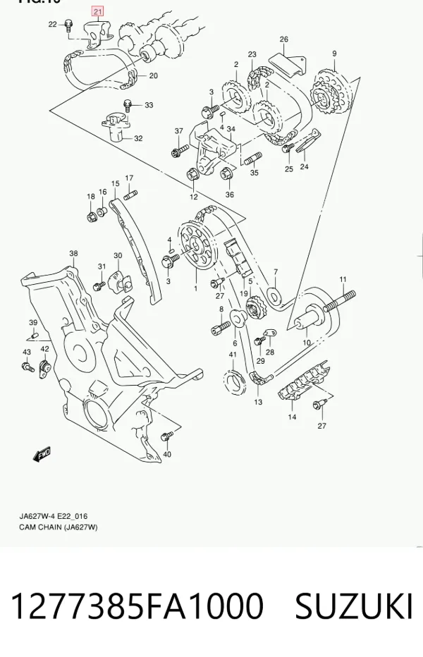 Amortecedor de cadeia do mecanismo de distribuição de gás, superior direito CBC Suzuki Grand Vitara FT, HT
