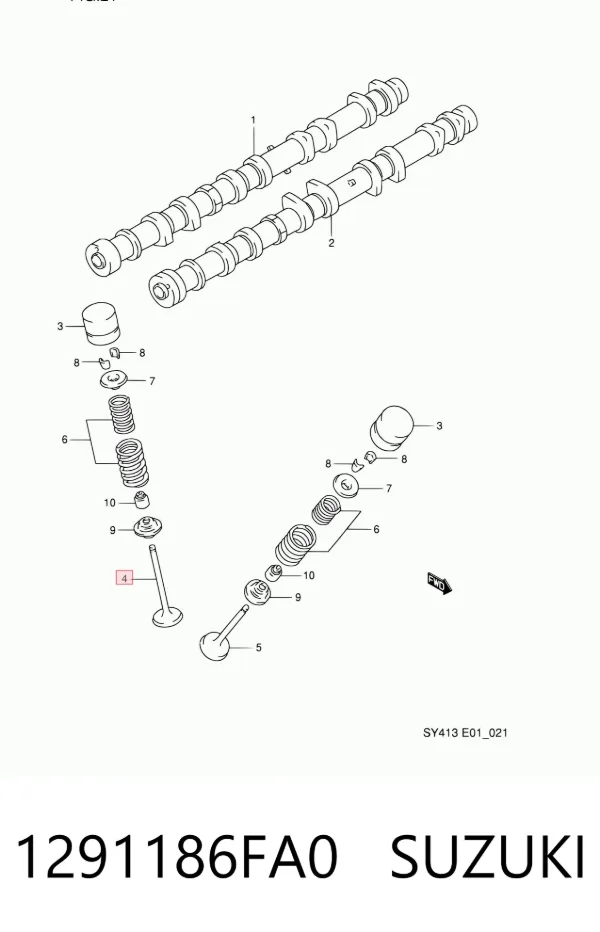 Válvula de admissão 1291186FA0 Suzuki