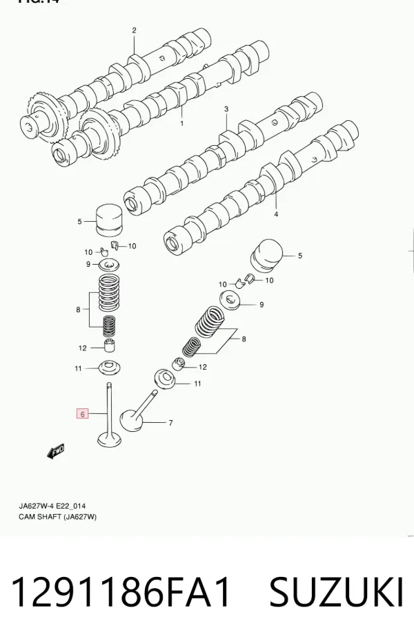 Válvula de admissão 1291186FA1 Suzuki