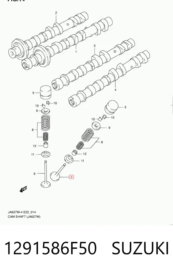 Válvula de escape 1291586F50 Suzuki