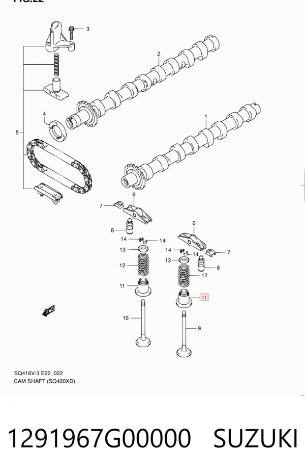 Vedação de válvula (de óleo) de admissão 1291967G00000 Suzuki