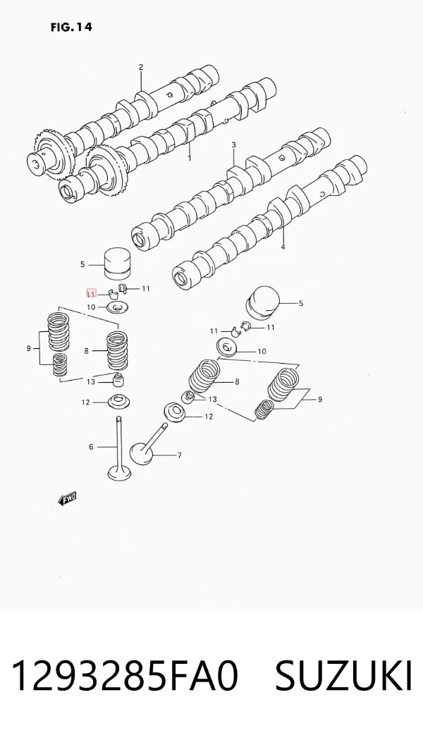 Peça inserida de válvula 1293285FA0 Suzuki