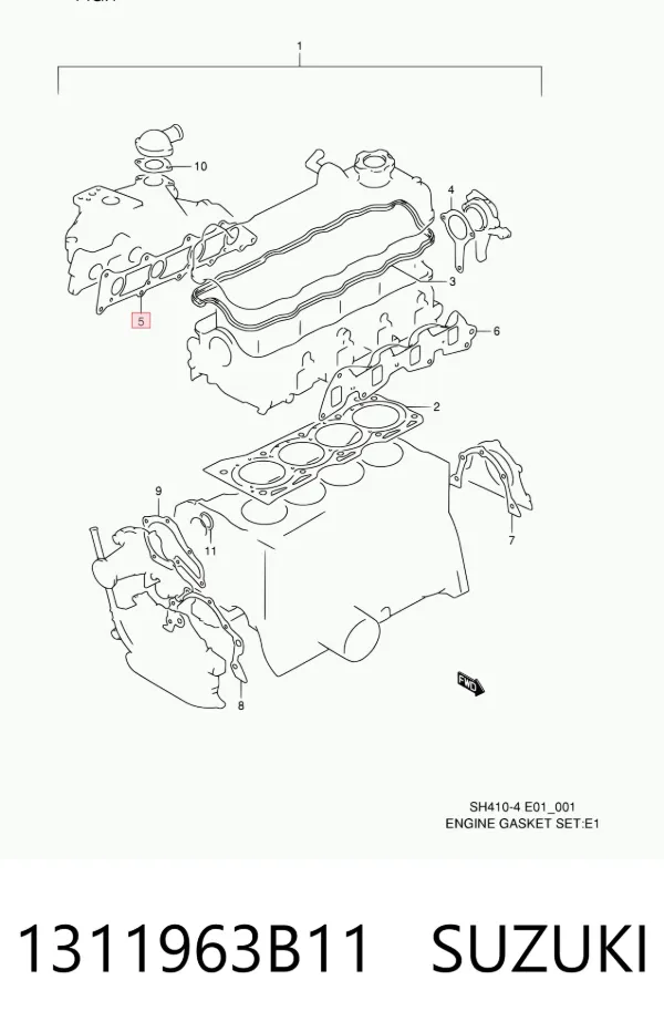 Vedante de tubo coletor de admissão 1311963B11 Suzuki