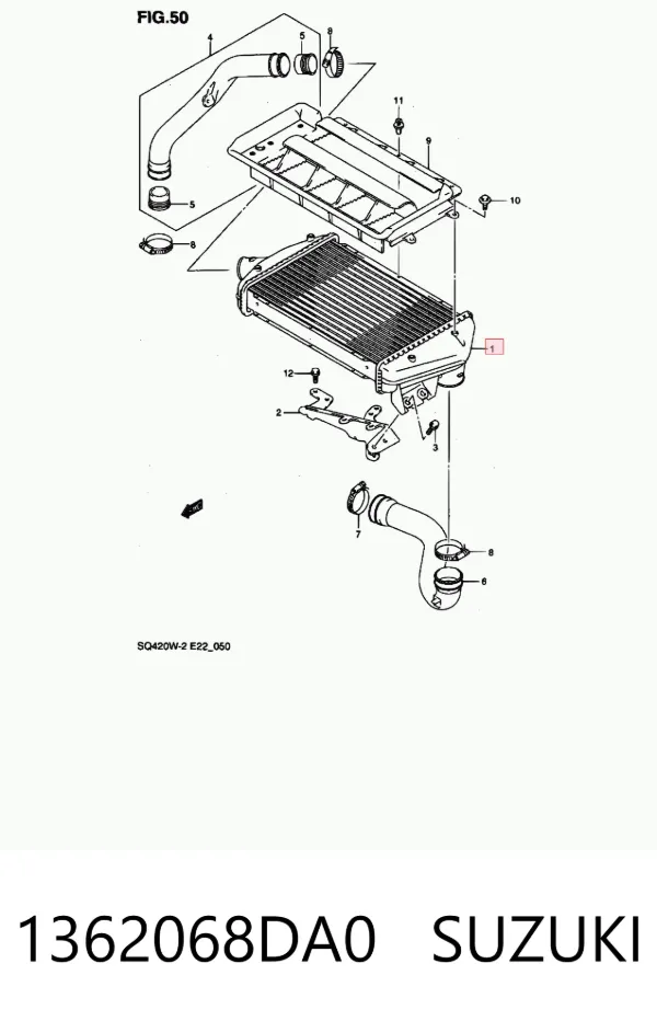 Radiador de intercooler 1362068DA0 Suzuki