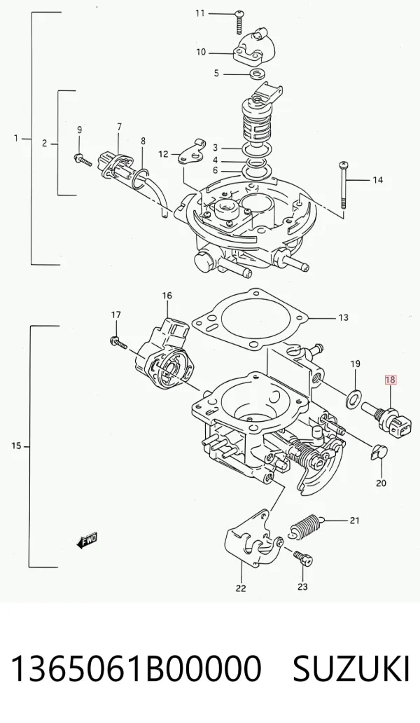 Sensor de temperatura do fluido de esfriamento 1365061B00000 Suzuki