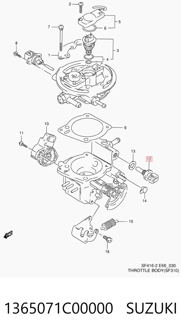 Sensor de temperatura do fluido de esfriamento 1365071C00000 Suzuki