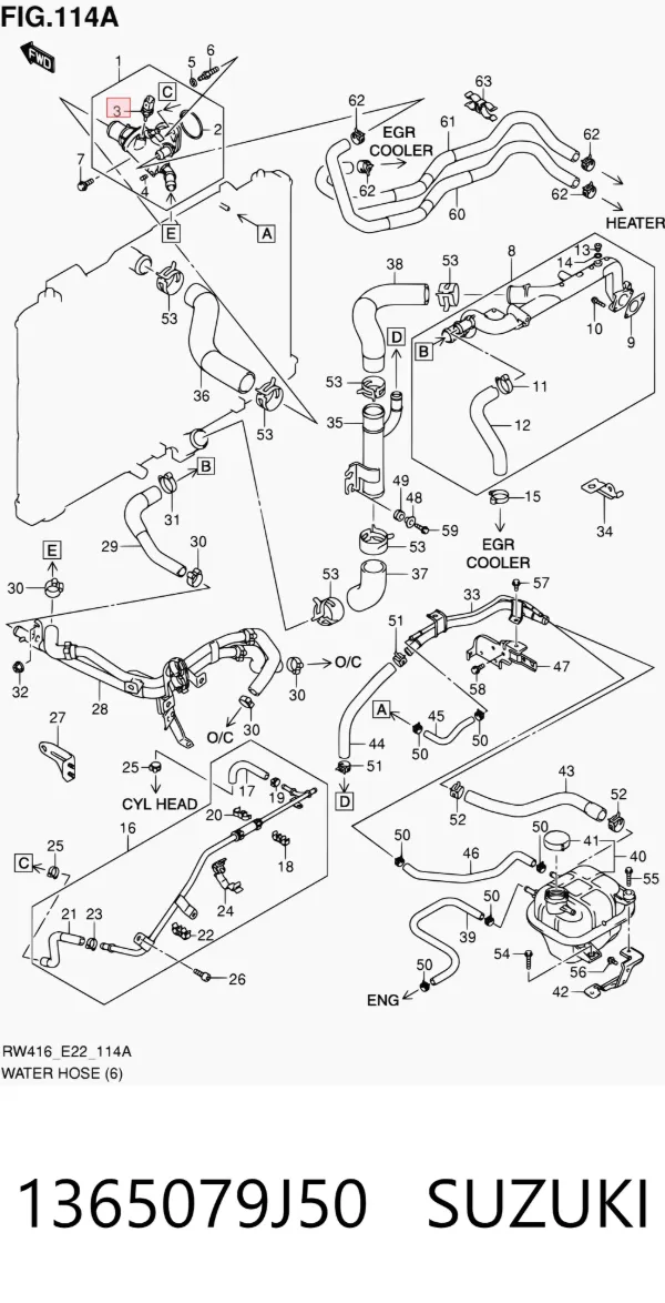 Sensor de temperatura do fluido de esfriamento 1365079J50 Suzuki