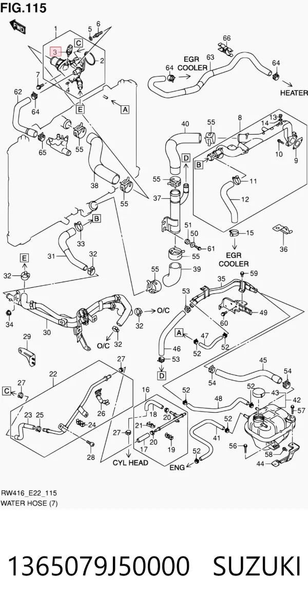 Sensor de temperatura do fluido de esfriamento 1365079J50000 Suzuki