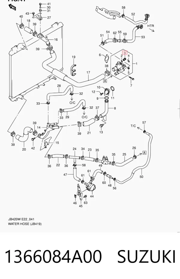 Sensor de temperatura do fluido de esfriamento 1366084A00 Suzuki