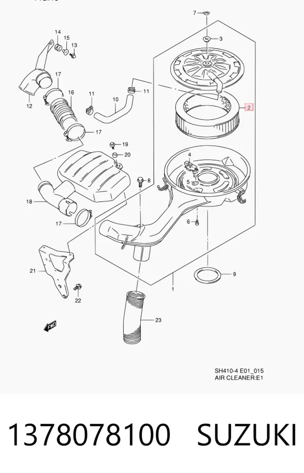 Filtro de ar 1378078100 Suzuki